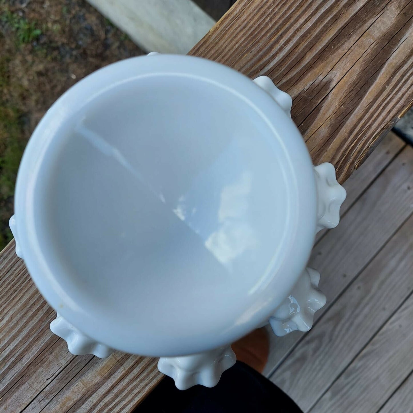 Vintage White Hobnail Milk Glass Footed Compote plate