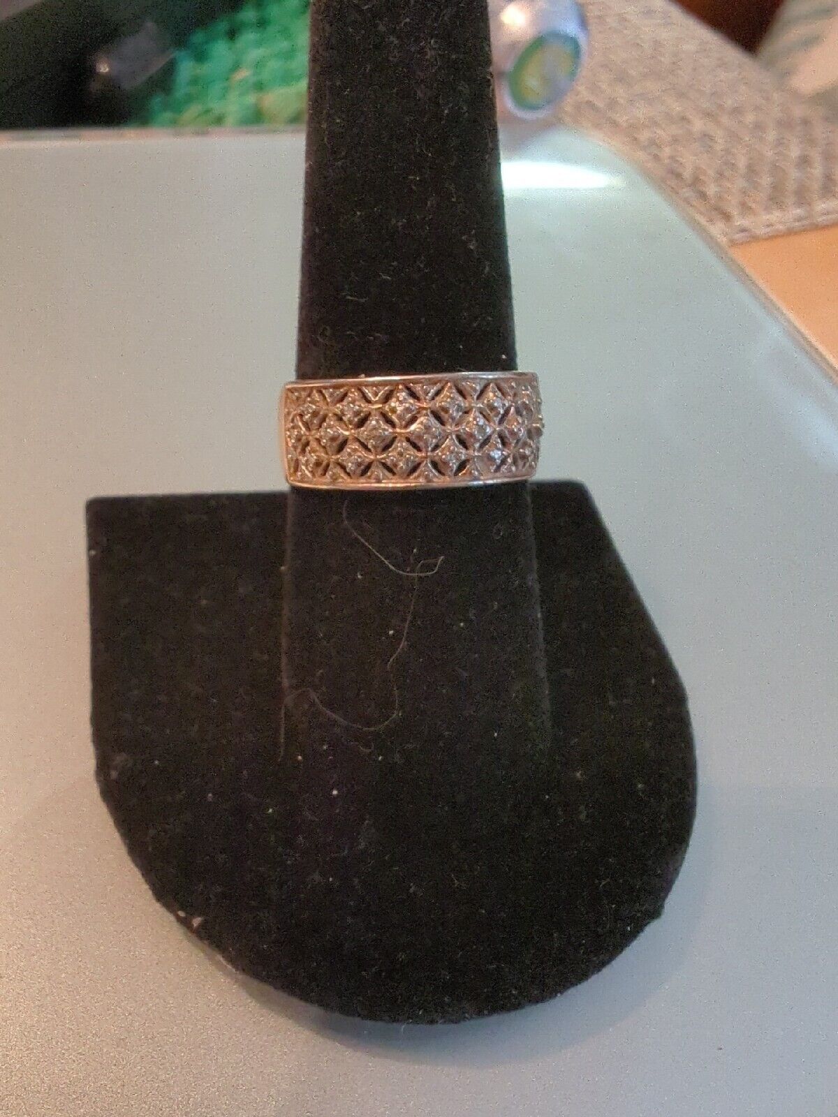 Intricate Wid Band 925 Silver Ring Marked Size 7.75 3 Grams