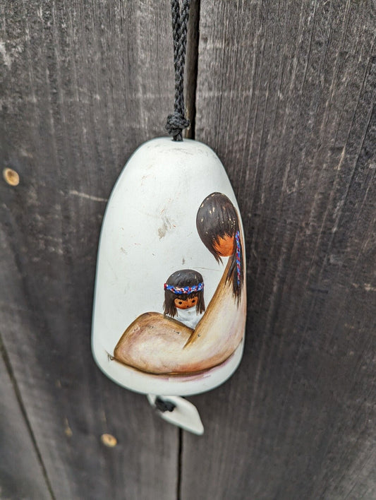 Vintage DeGrazia Native American Pottery Bell WindChime HandPainted Mother Child