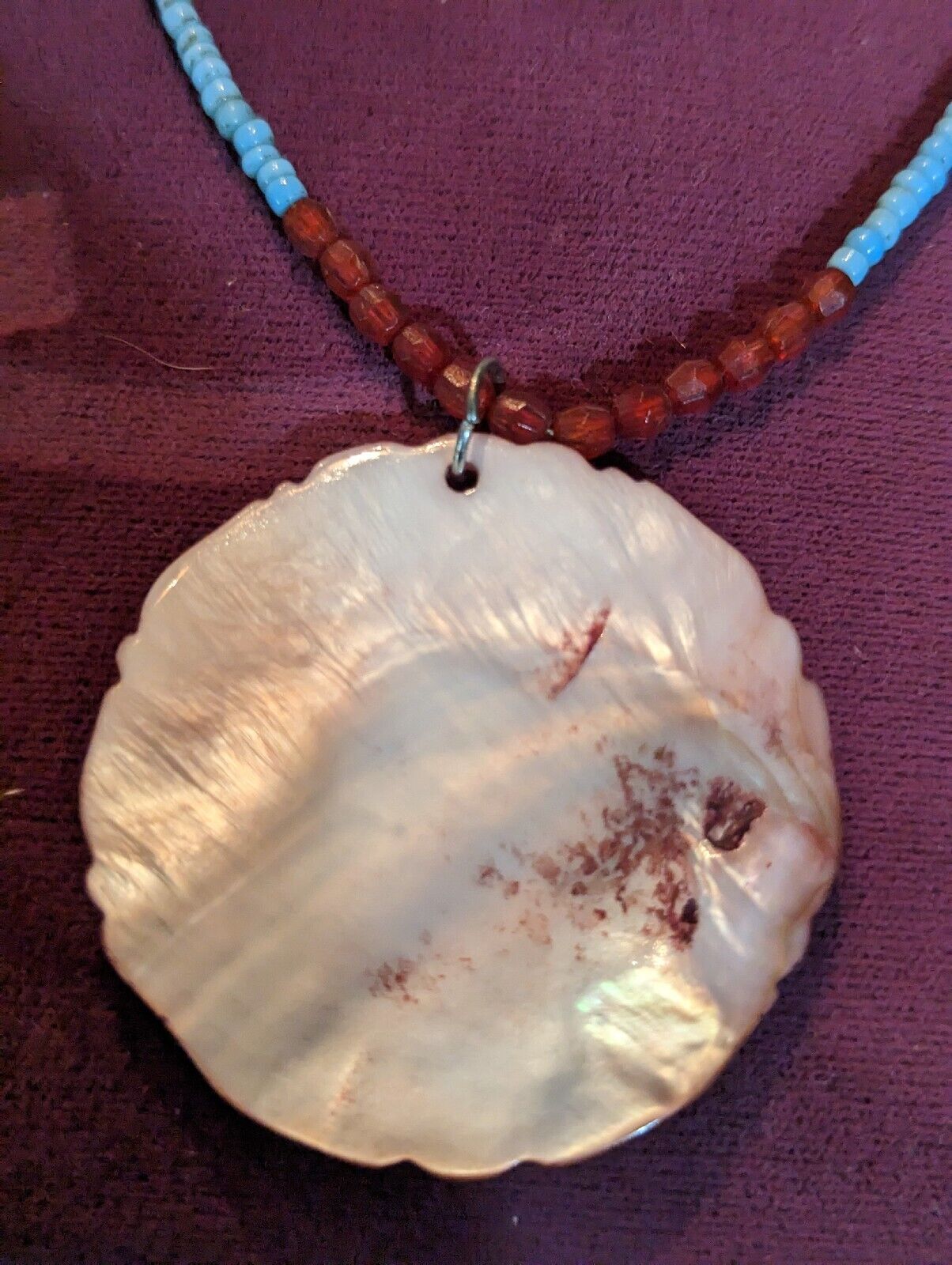 Beaded Etched Shell Necklace