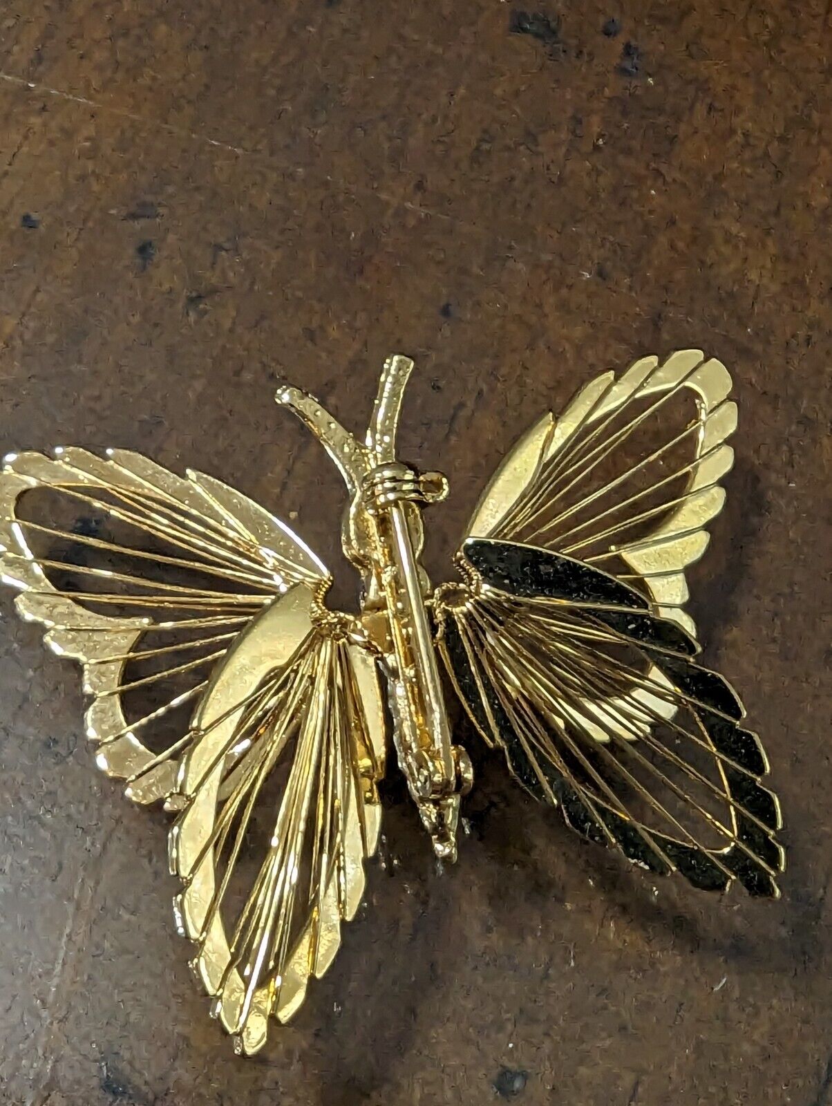 Vintage 1.75" MONET Signed Gold-Tone Metal Butterfly Pin/Brooch