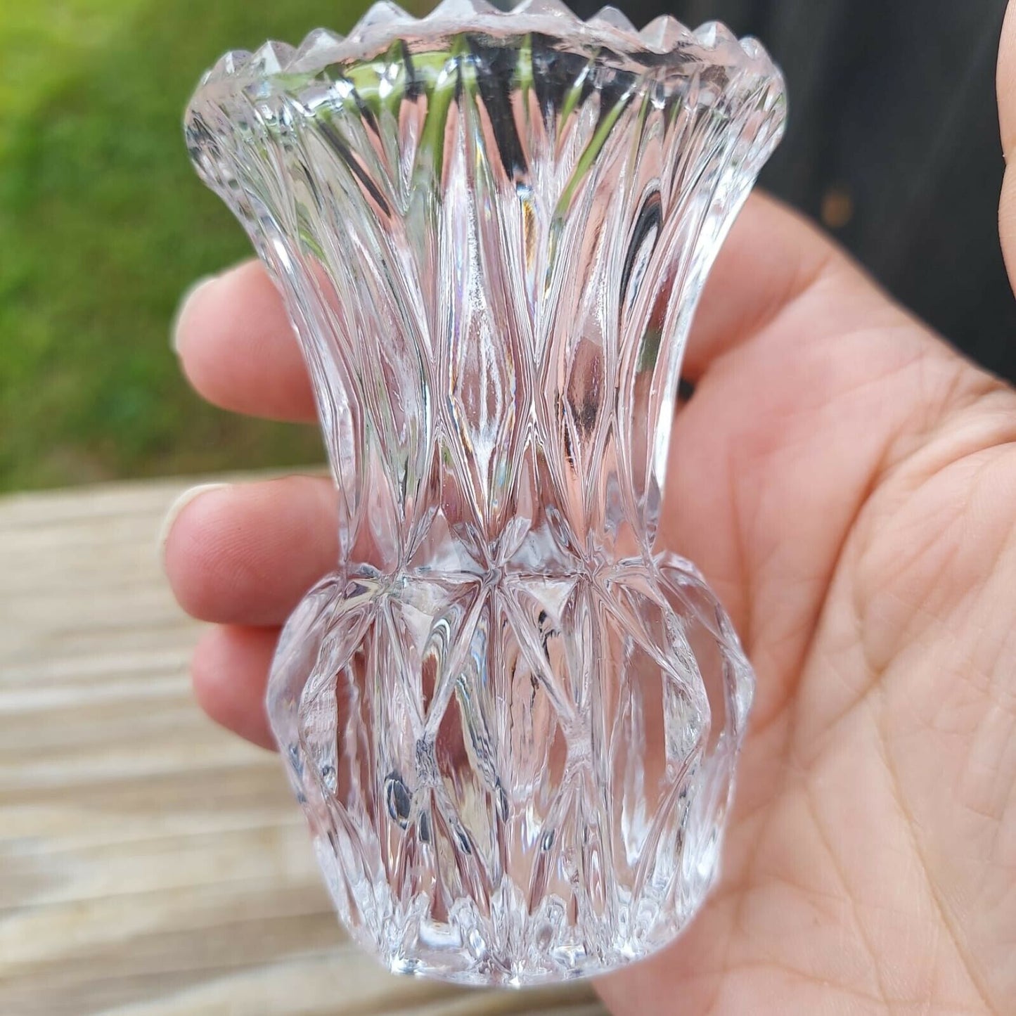 Vintage Pair Of Clear Cut Glass Toothpick Holders