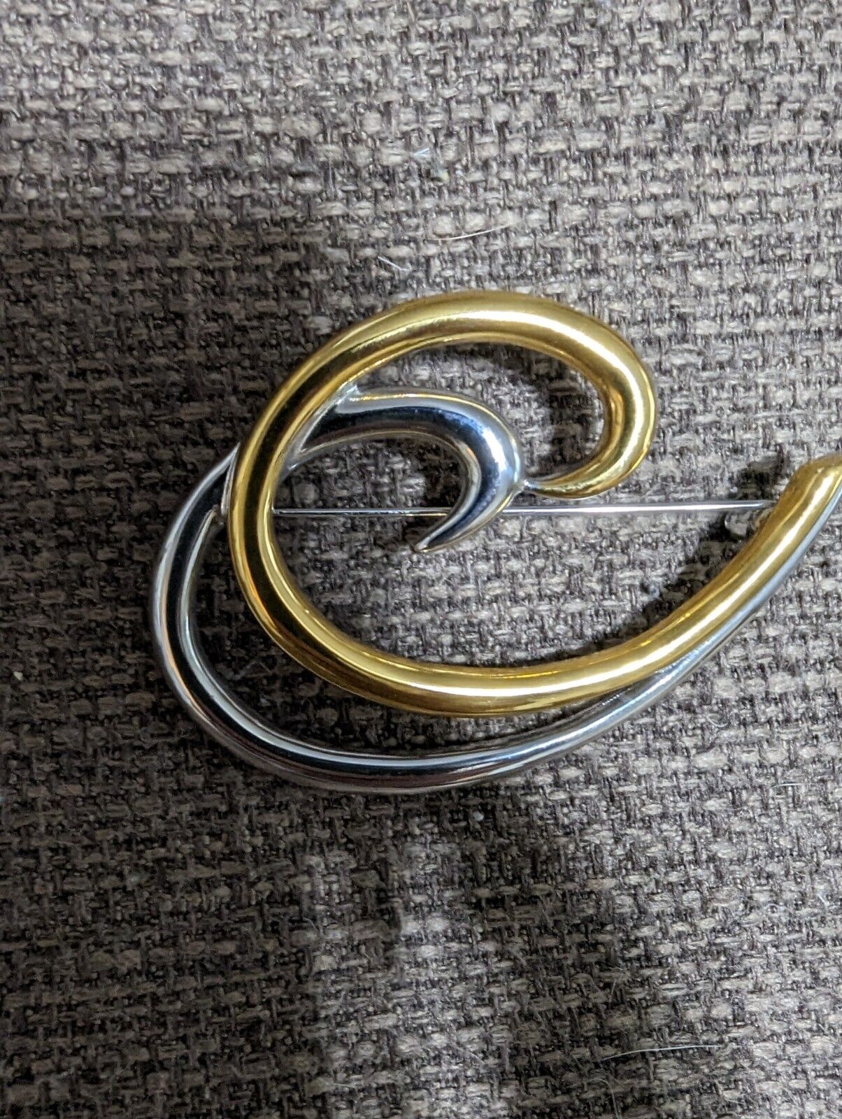 Vintage MONET Gold & Silver Tone Swirl  Brooch Pin