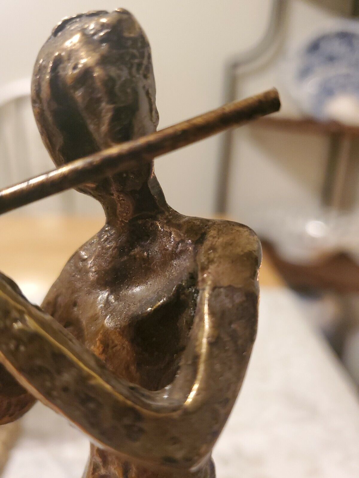 Brass Lady playing the Flute Art Statue