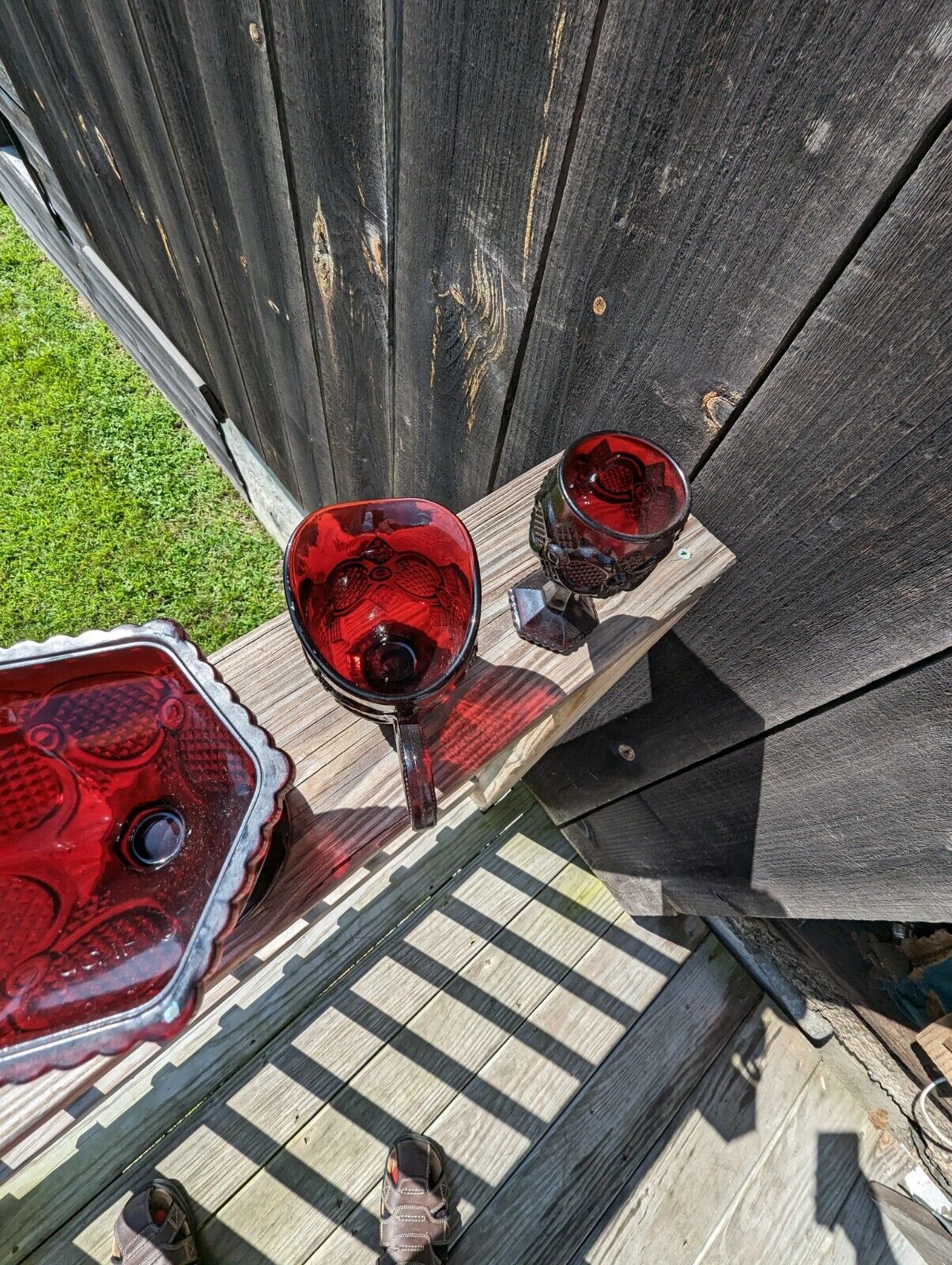 Three Avon Ruby Red Glass Ware Lot