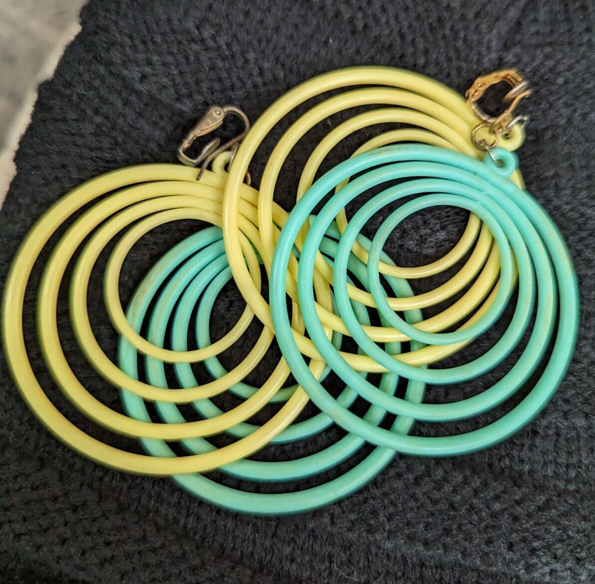 Vintage Seventies Spiral Loops Large Plastic Earings