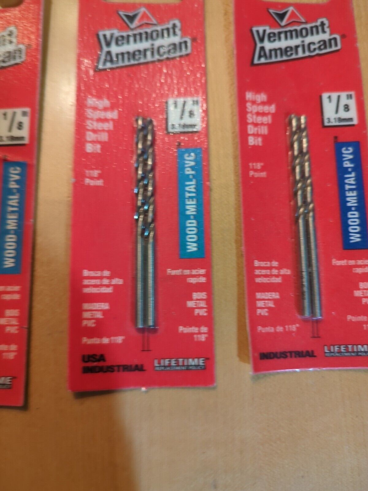 5 Vermont American 1/8" 3.18mm Wood Metal PVC Drill Bits 2 In Each Pack