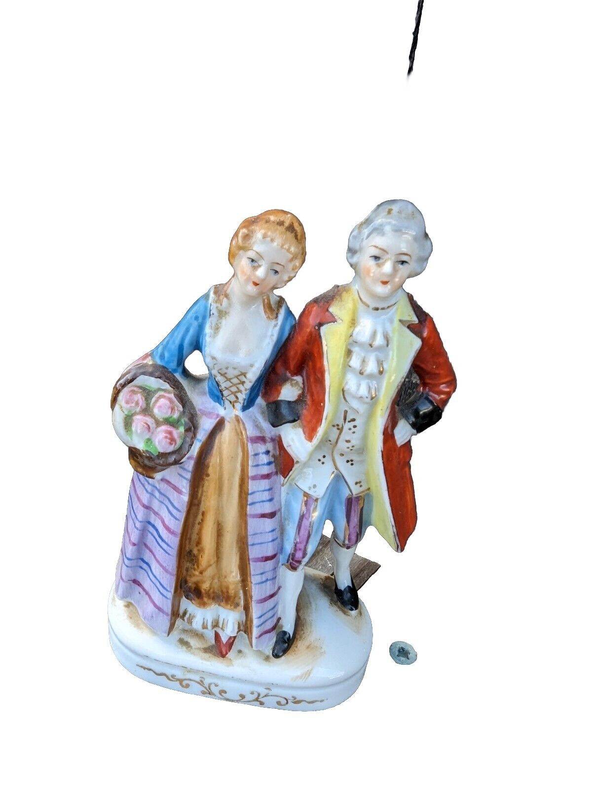 VINTAGE OCCUPIED JAPAN PORCELAIN BISQUE VICTORIAN COUPLE FIGURINES 1946-1952