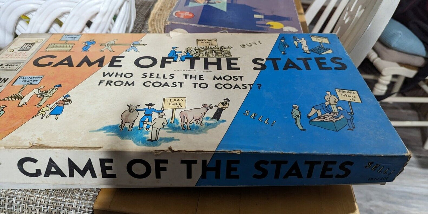 Vintage 1954 Milton Bradley Game of States Board Game COMPLETE Made In USA