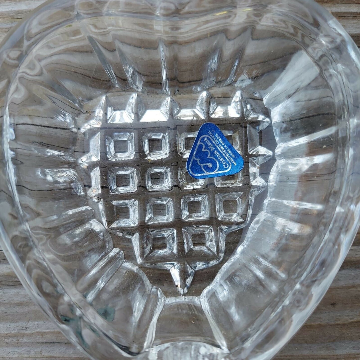 Cristais Maua Brazil Depression Glass Heart Shaped Ashtray Pair