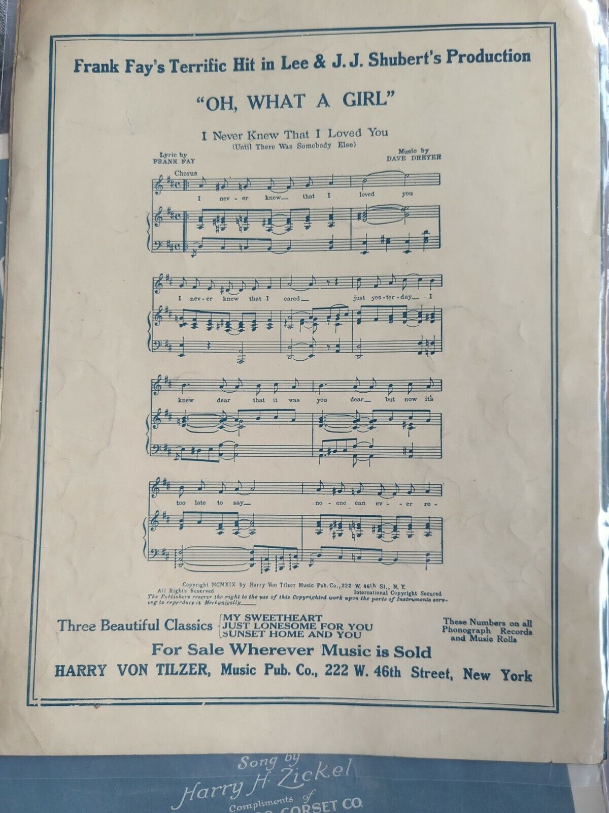 Carolina Sunshine, vintage sheet music 1919