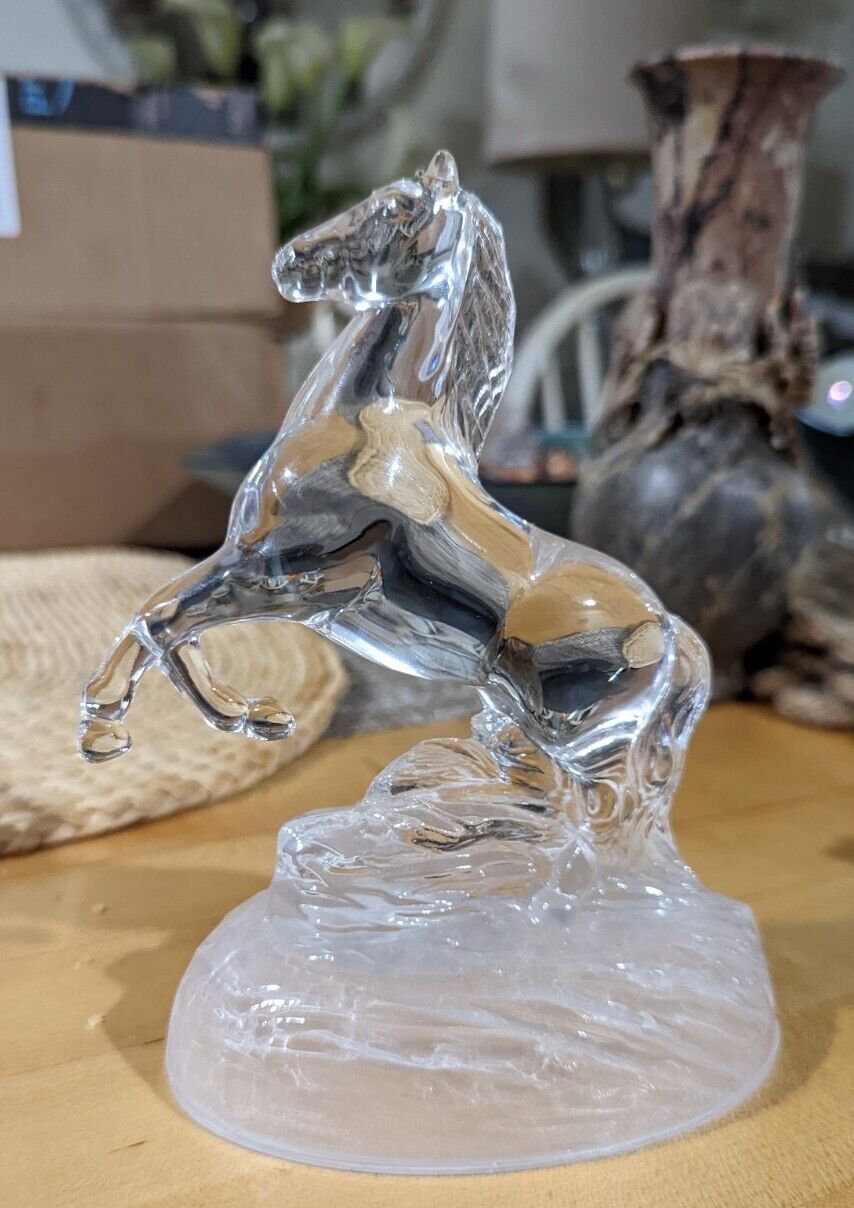 Cristal D'Arques Lead Crystal Glass Stallion Figurine France Horse Cheval