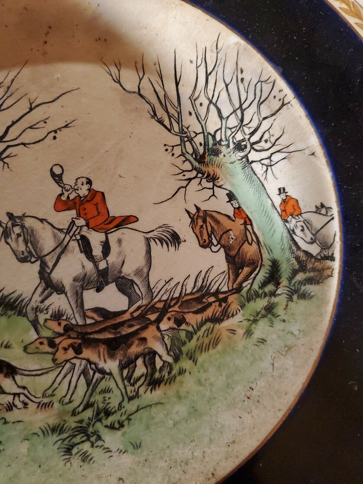 Crown Ducal Plate Vintage Hunting Scene