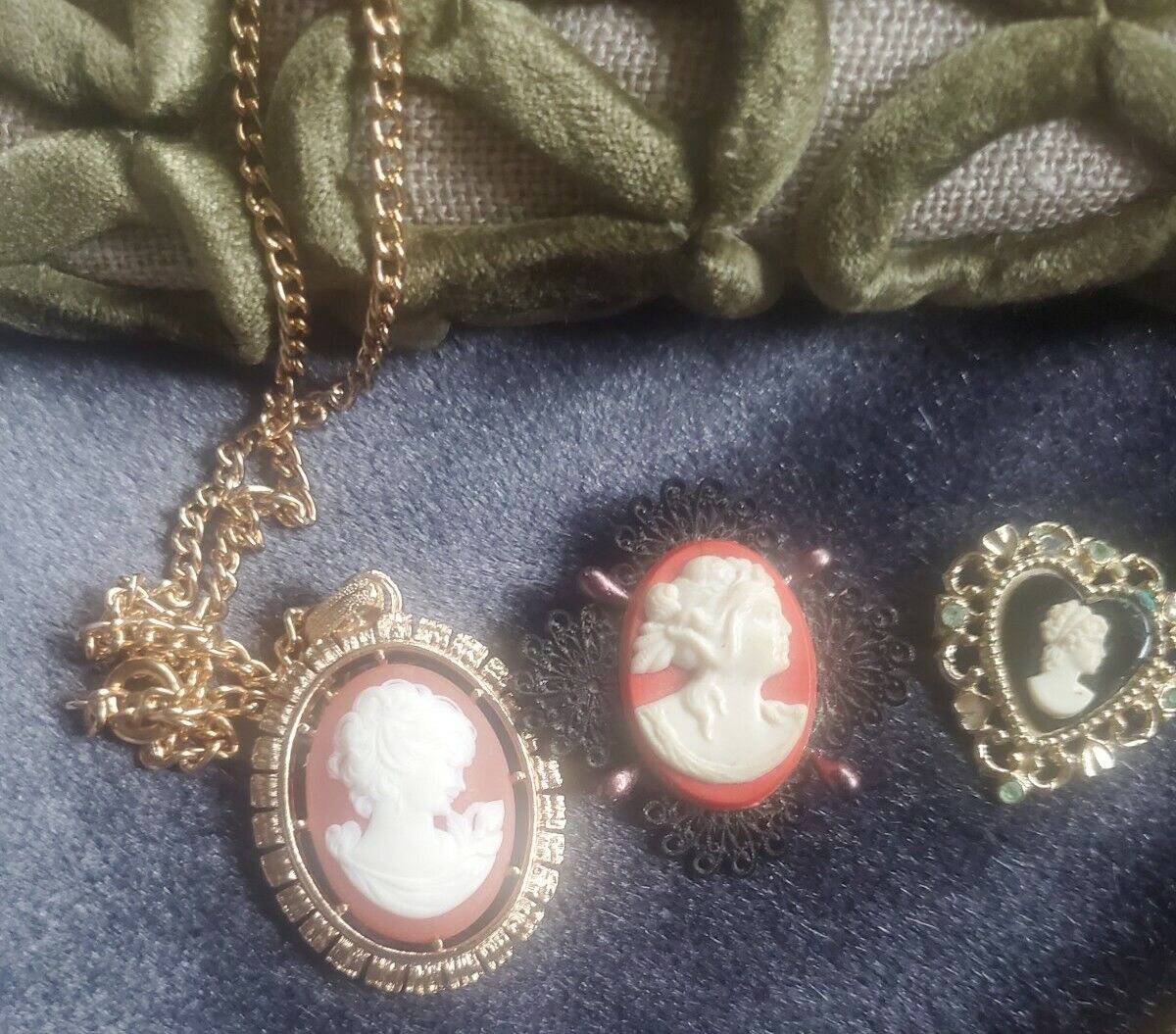 Vintage Cameo Brooches And Cameo Necklace Custom Jewelry Lot