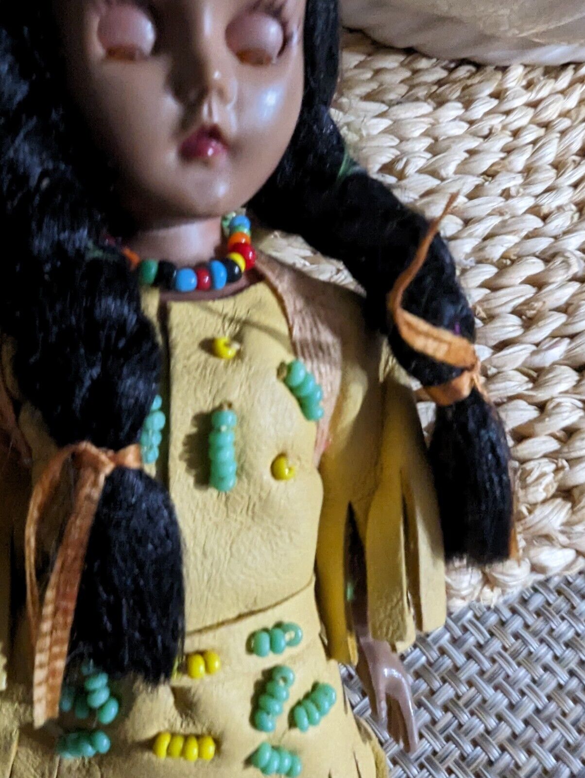 Vintage Native American Young Woman Carrying Baby In Back Pack Dolls About 9"