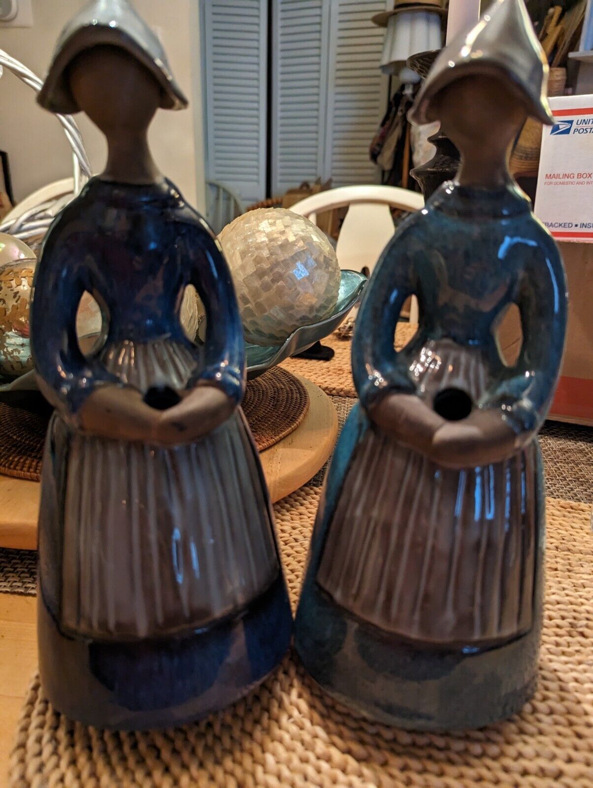 Two Vintage Jie Gantofta Elsi Bourelius Swedish Ceramic Figures Flower Holders