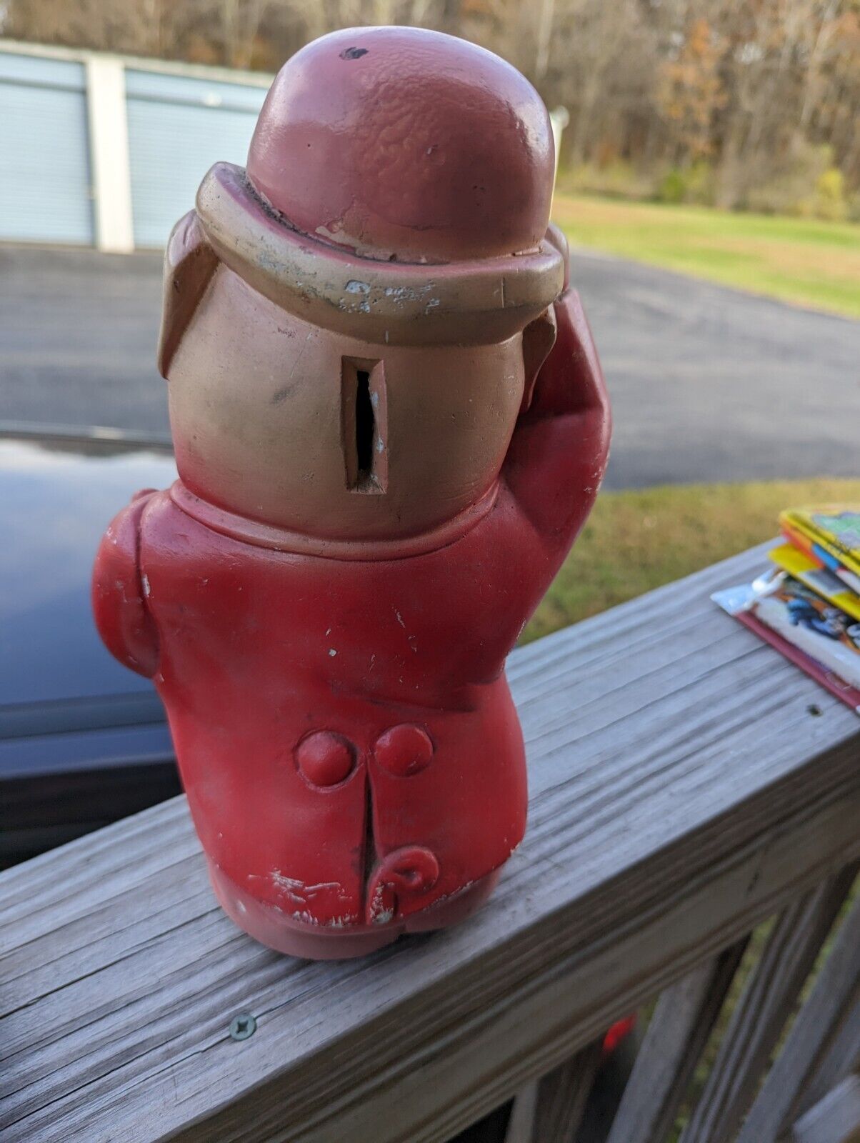 Vintage 50s MCM Carnival Chalkware Pig Bank 10" Tall