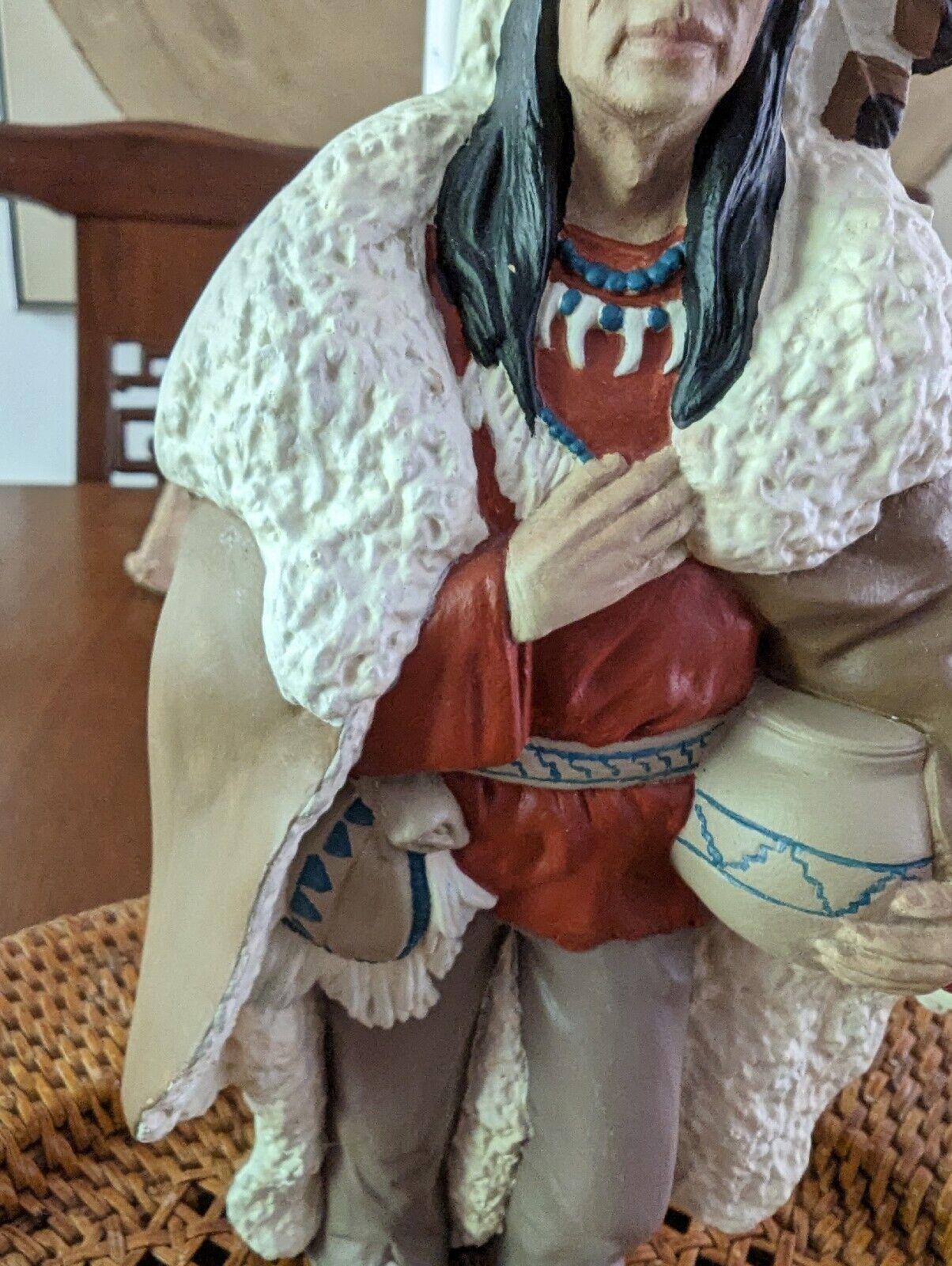 North America Native American Ceramic Figure Clad In Winter Attire