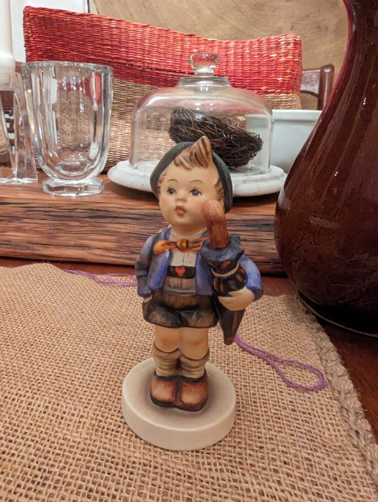 Goebel Hummel Vintage Figurine "Home from Market" w/ Pig - Made in West Germany