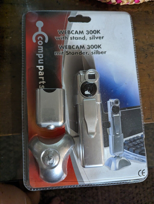 CompuParts Webcam 300K With Stand, Silver NIB Sealed