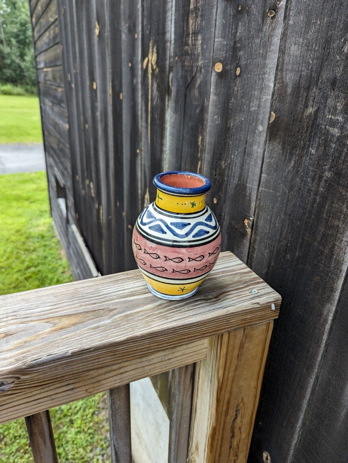 Moroccan Clay Pottery Hand Painted Vase