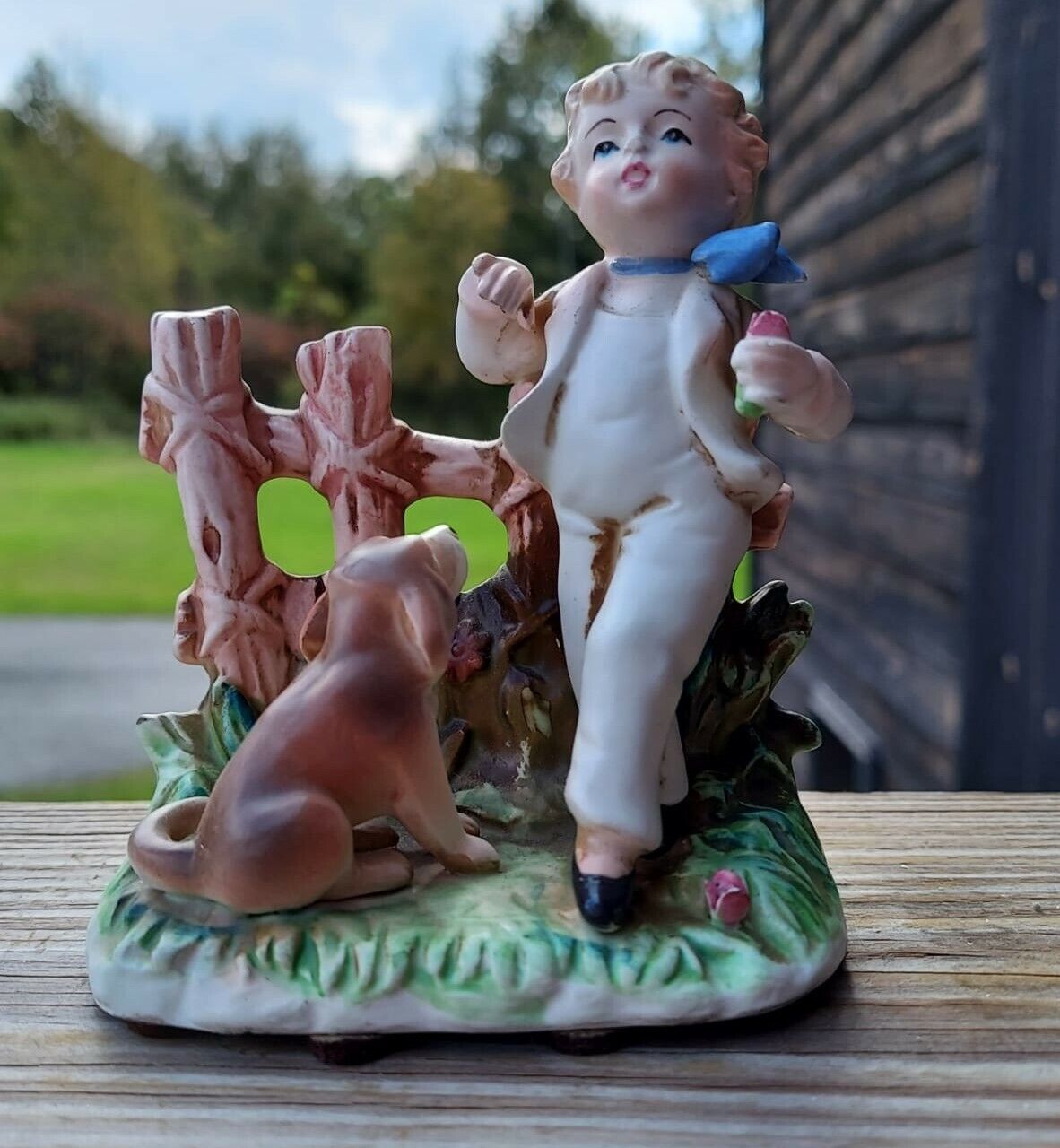 PM&M Germany Porcelain Figurine Boy With Dog