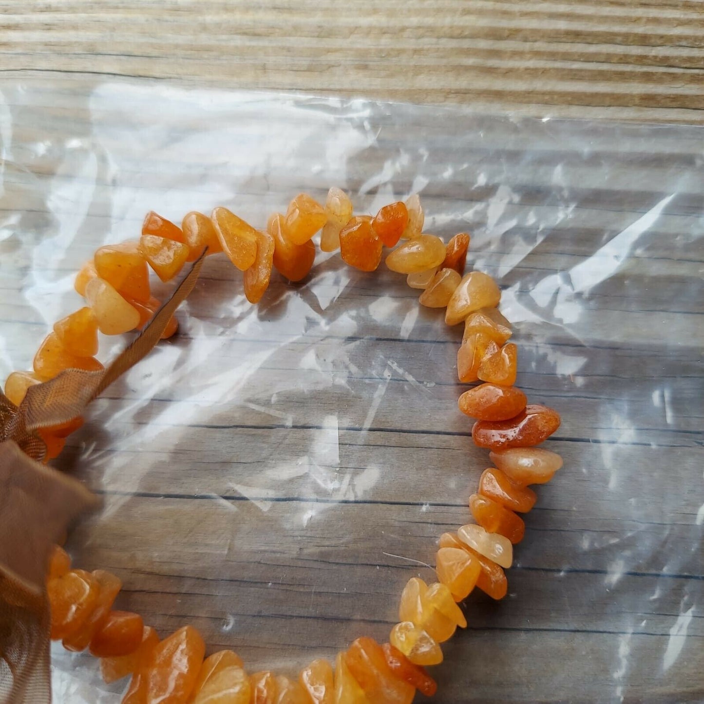 Genuine Gem Stones Peach Aventurine & Poppy Jasper Set Of 2 Bracelets