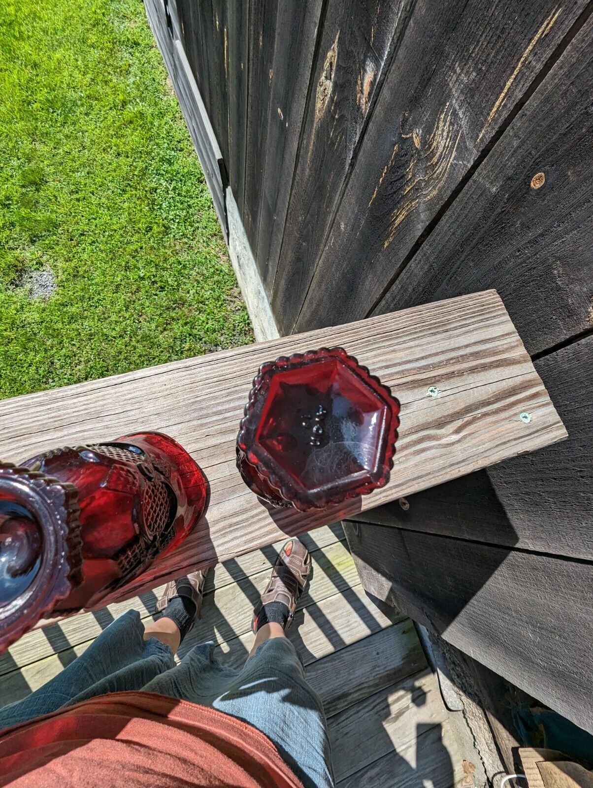 Three Avon Ruby Red Glass Ware Lot