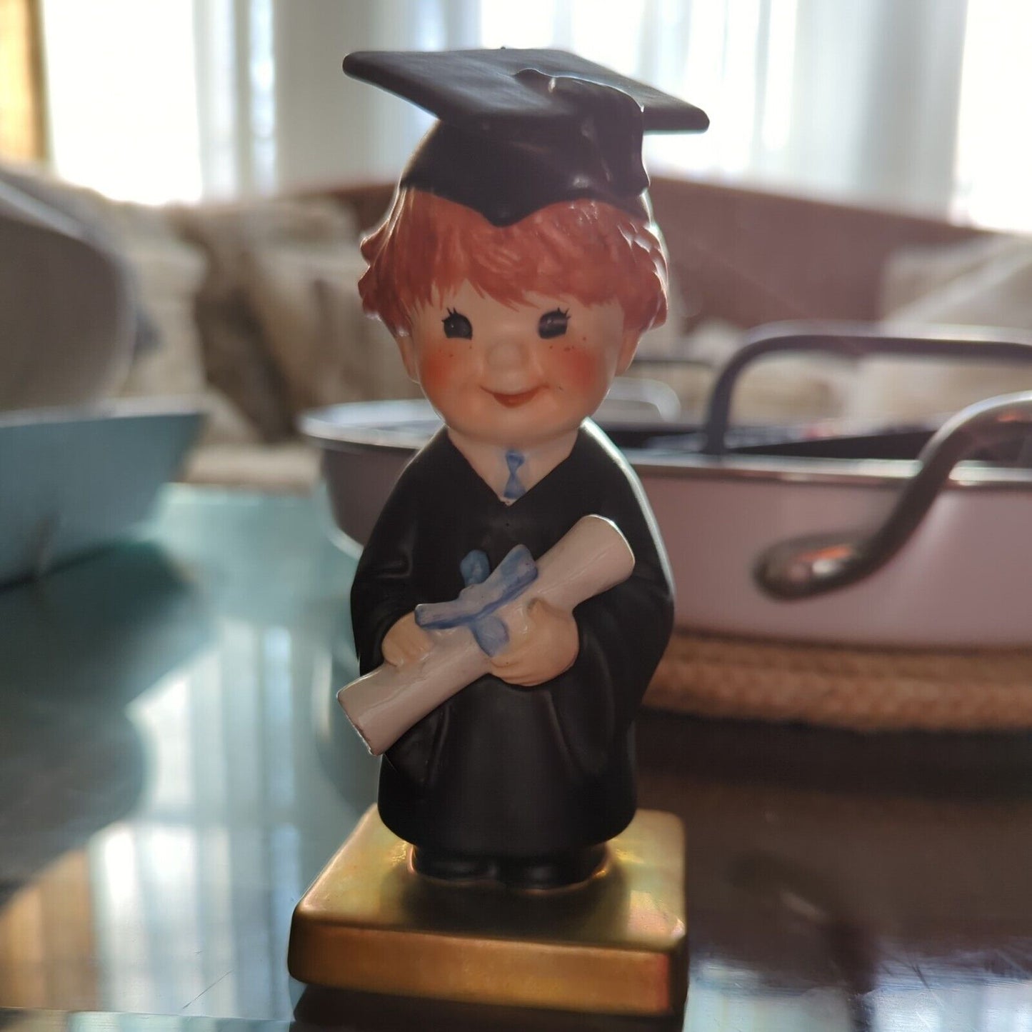 Vintage 1970 Goebel Redhead BYJ 69 Bachelor Degree Graduate Figurine  5.5" tall