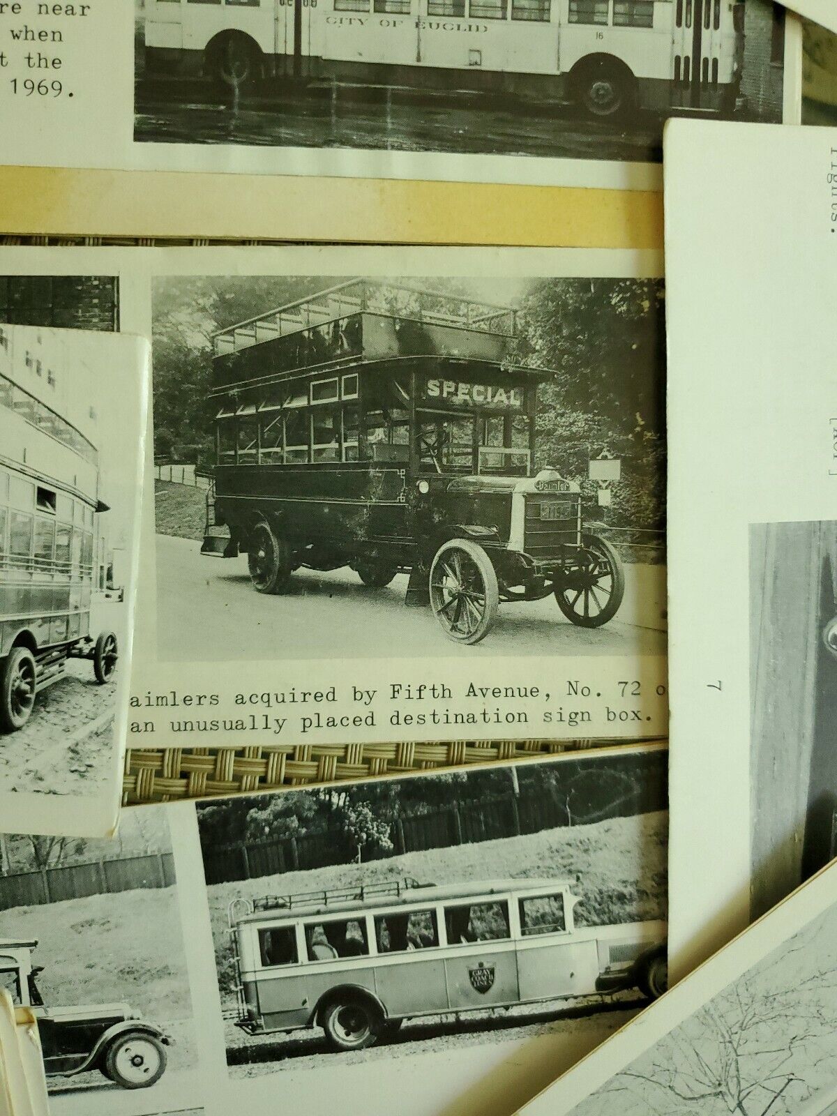 Early 1900s Buses Collection Picture Cards with typed written description.