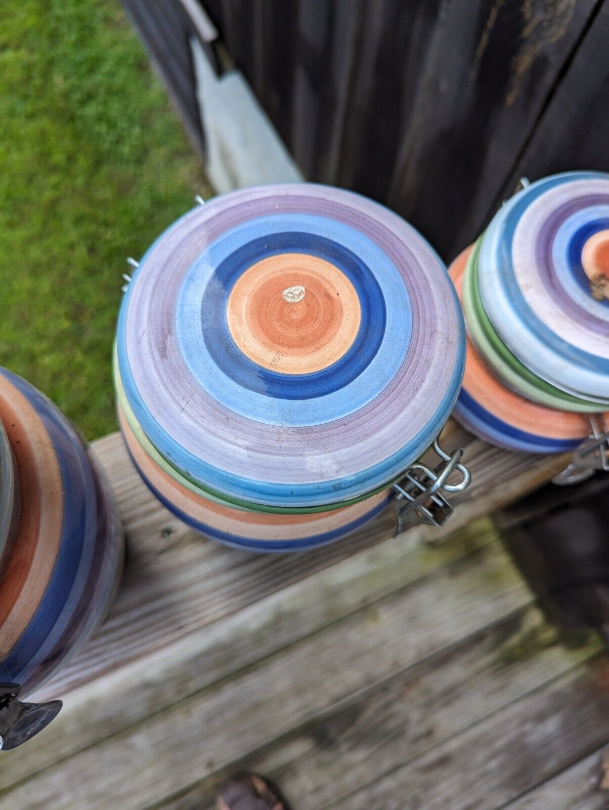 Kitchen Multicolor Canisters Set Of Three Different Sizes