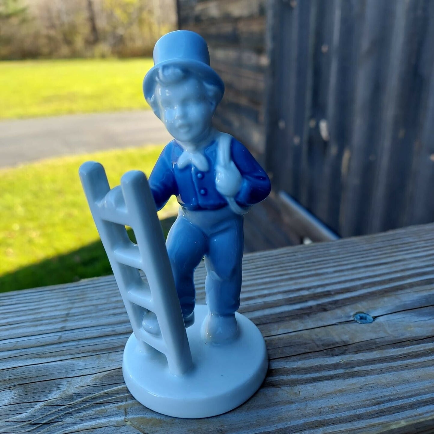 Vintage Pre 1949 Signed Porzellan Bavaria Man With Ladder And Tool Figurine