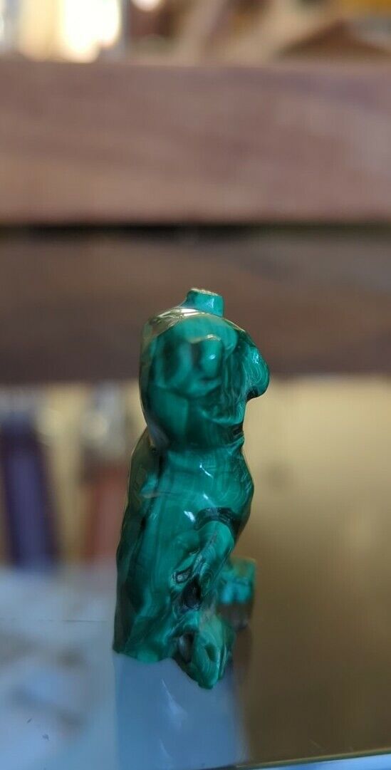 Vintage Hand Carved Two Inches Malachite Owl Figurine