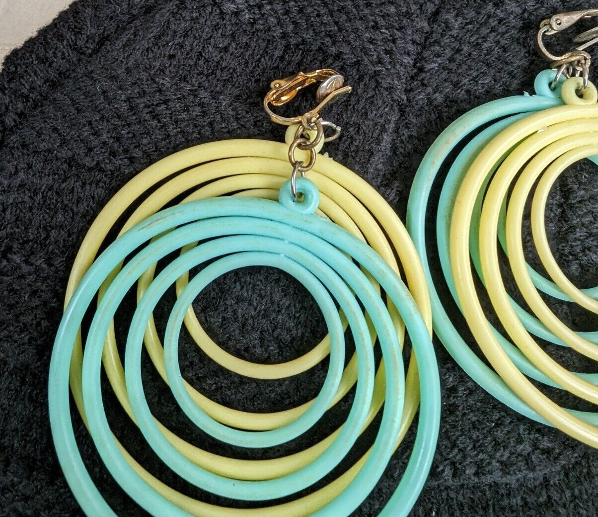 Vintage Seventies Spiral Loops Large Plastic Earings