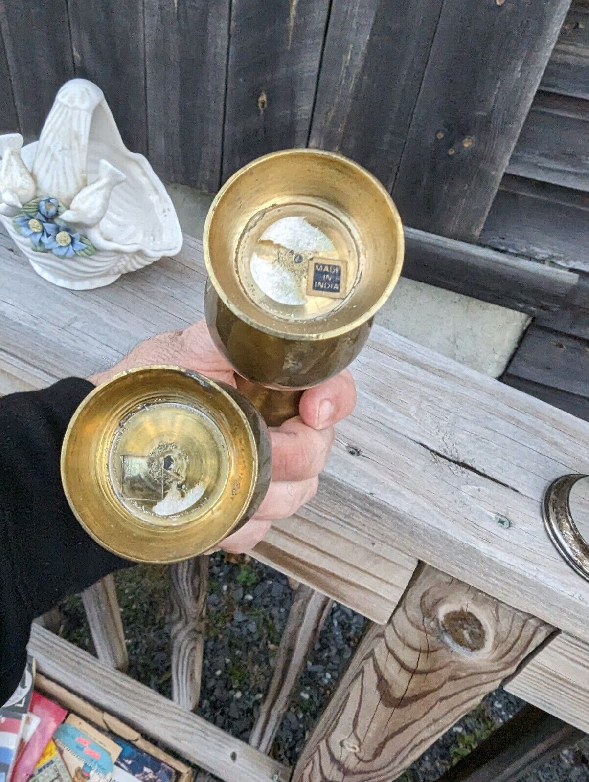 Pair Of Bras  Bud Vases/ Candle Holders Made In India