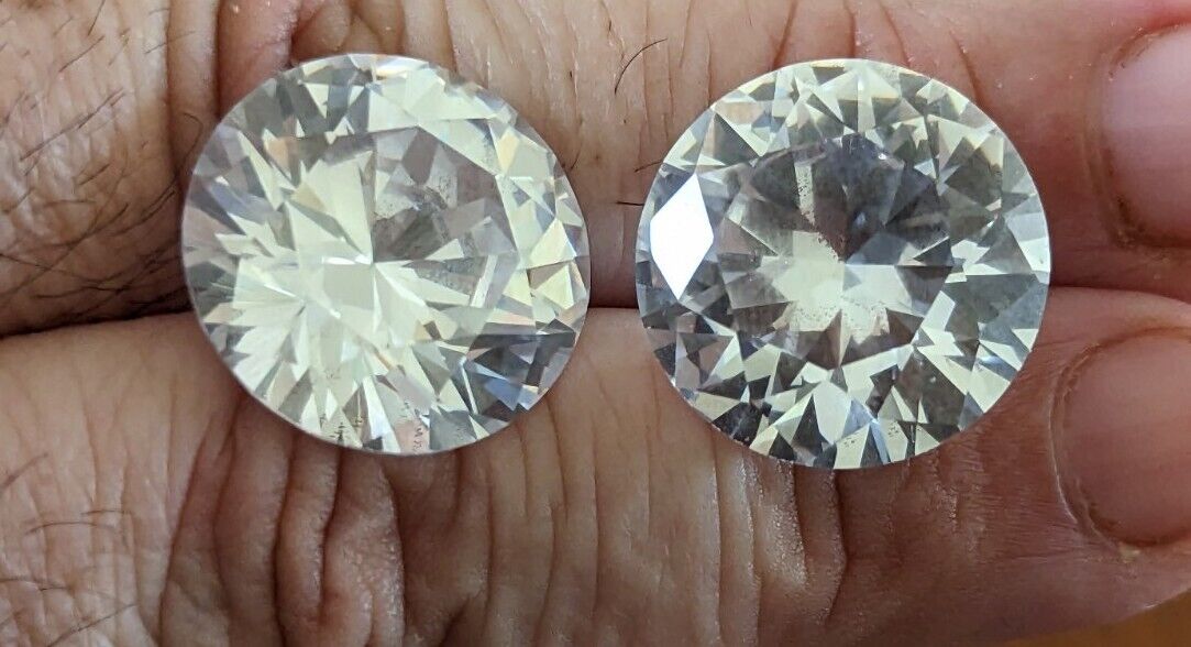 Matched Pair Of Round Lab White Diamonds 41 cts and 42 cts