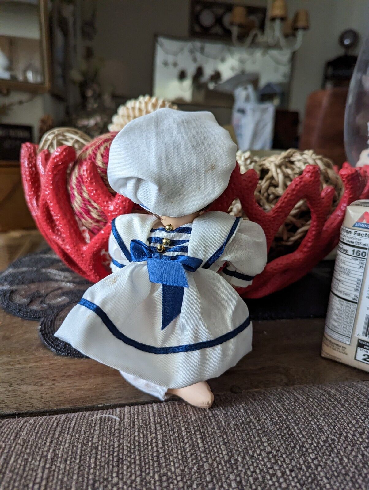 Vintage Porcelain Doll  Baby girl in Sailor Suit