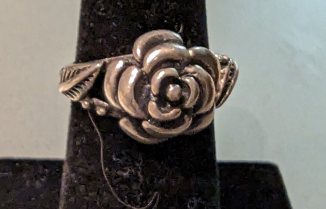 Vintage Sterling Silver 925 Rose Ring Size 6.5 5 grams