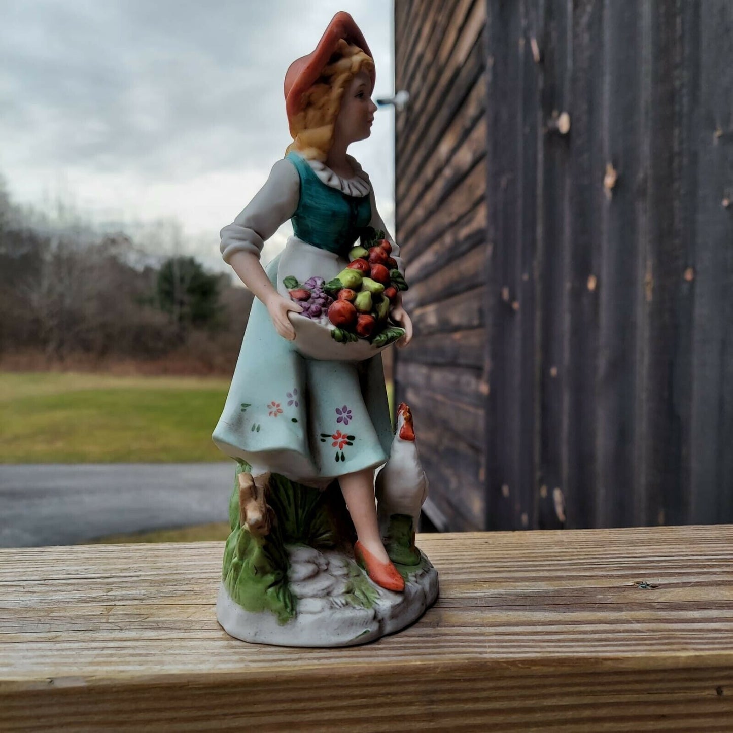 Homco Farm Girl W Harvest  Figurine