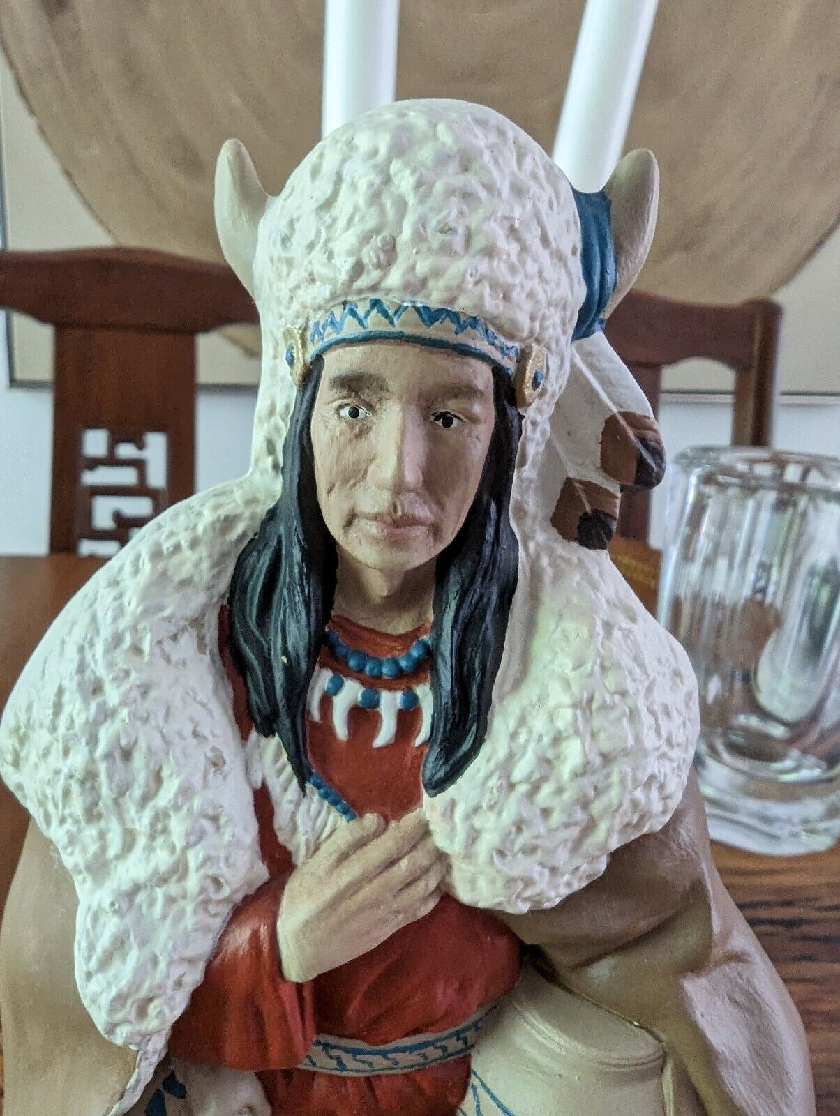 North America Native American Ceramic Figure Clad In Winter Attire