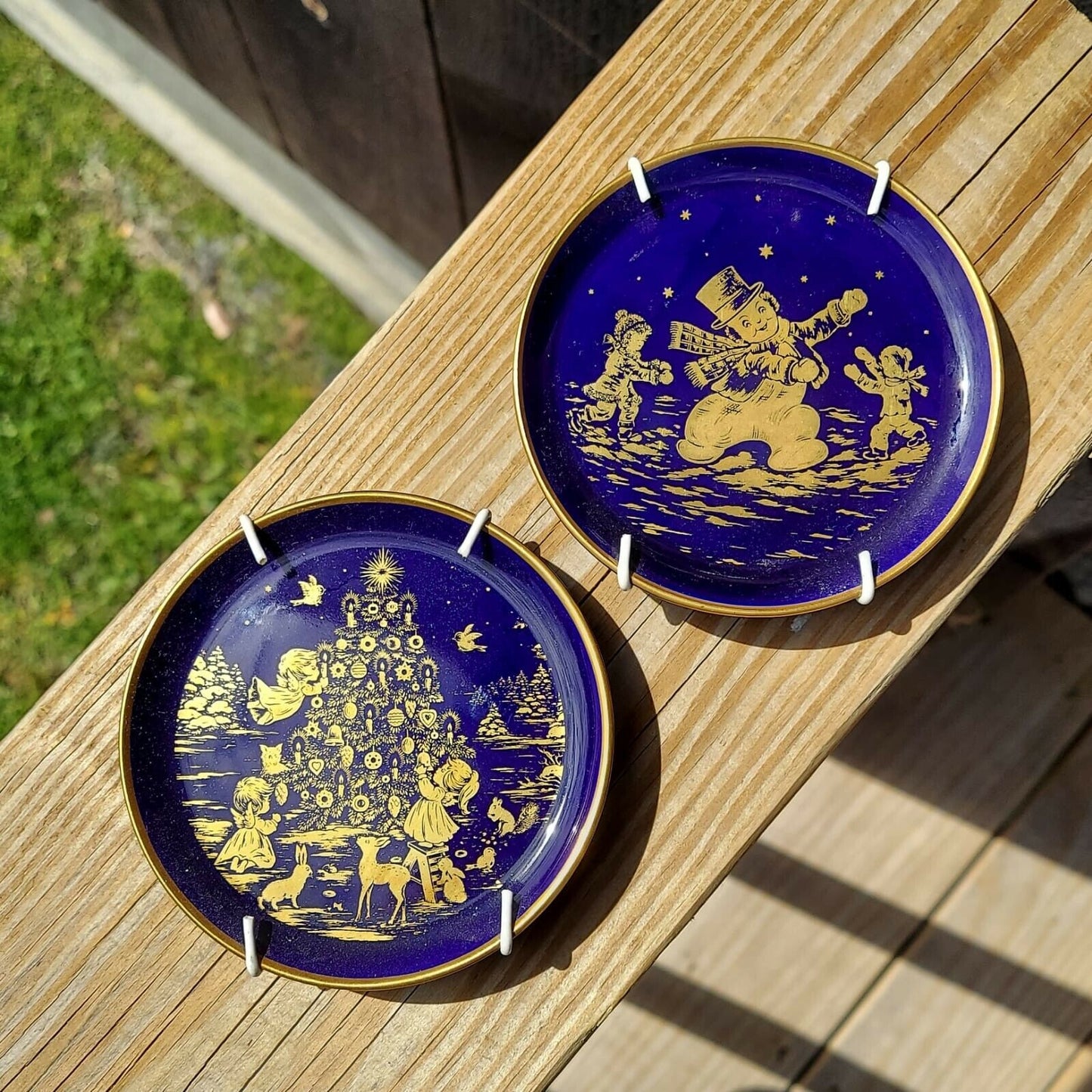 Lindner Kueps Bavaria Echt Cobalt Decorative Children wall Plates Set Of Four