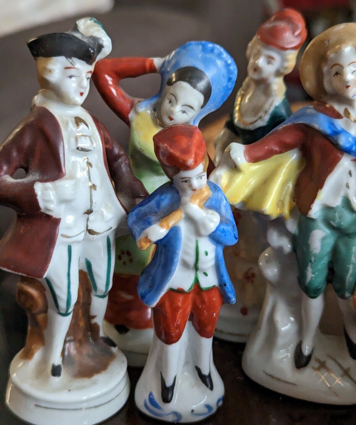 Porcelain Occupied Japan Seven Figurines Lot Mostly Victorian,  All Marked