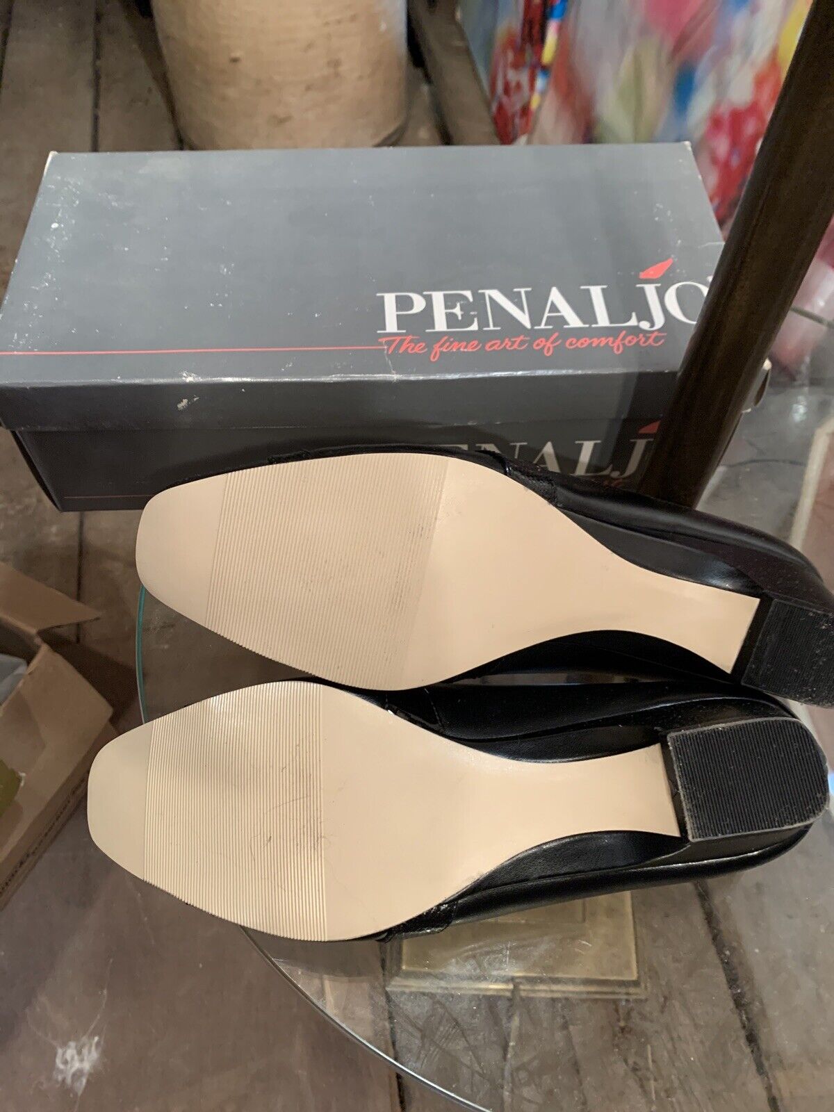 Penaljo Black  Leather Womens Heels 8.5