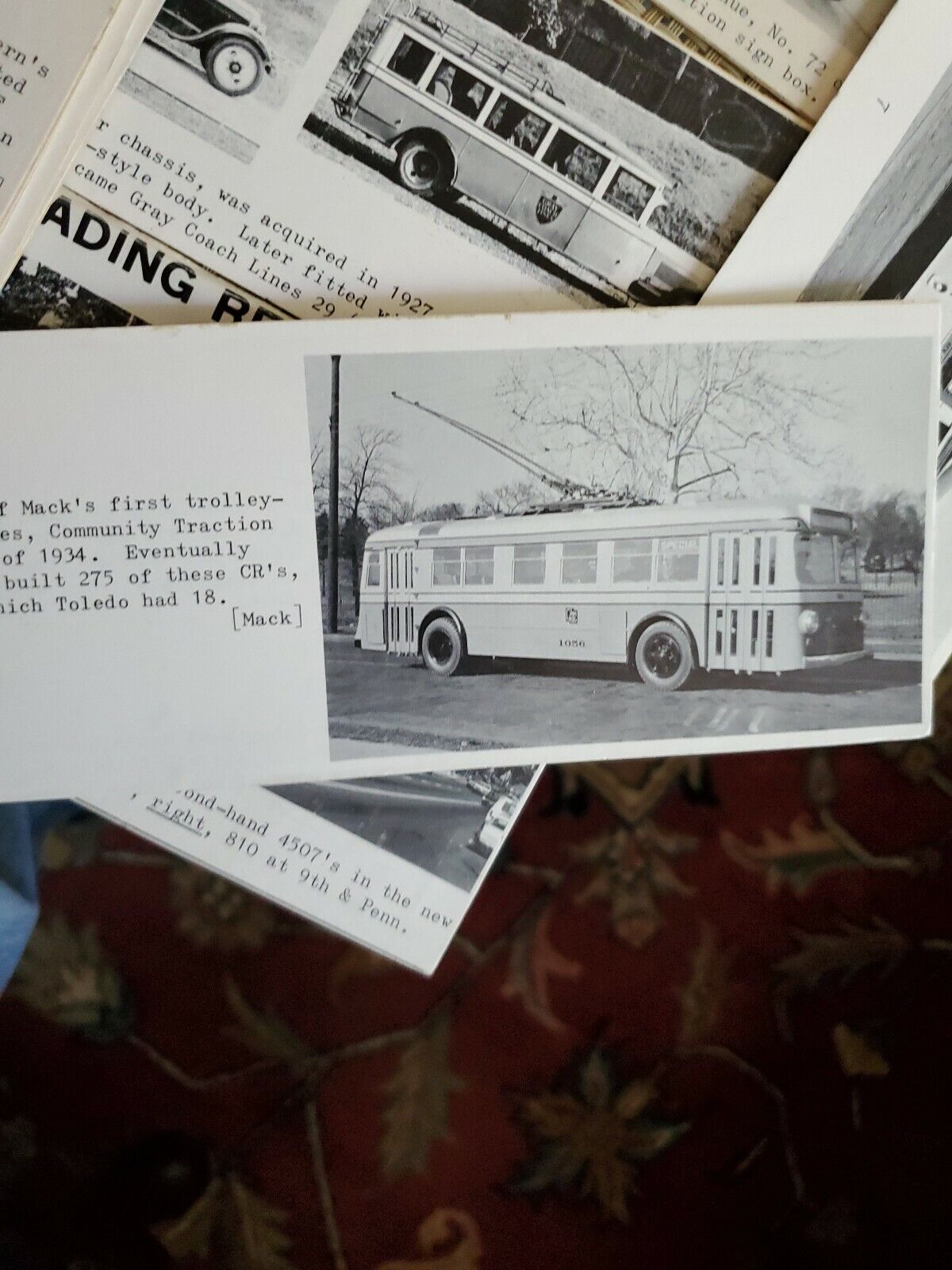 Early 1900s Buses Collection Picture Cards with typed written description.