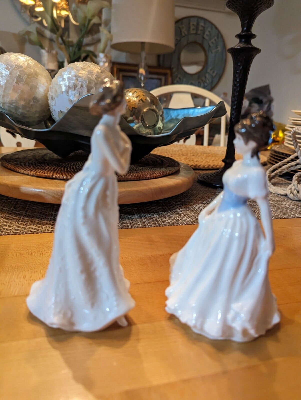 2 Vintage Royal Doulton Sentiments Figurines Melody & Cherish 6" Tall Figurines