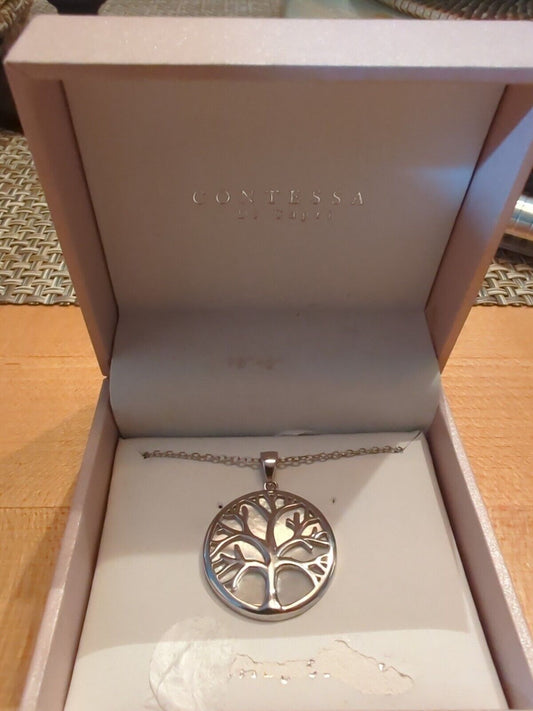 Contessa Di Capri Sterling Silver Over Mother Of Pearl Tree Of Life Pendant