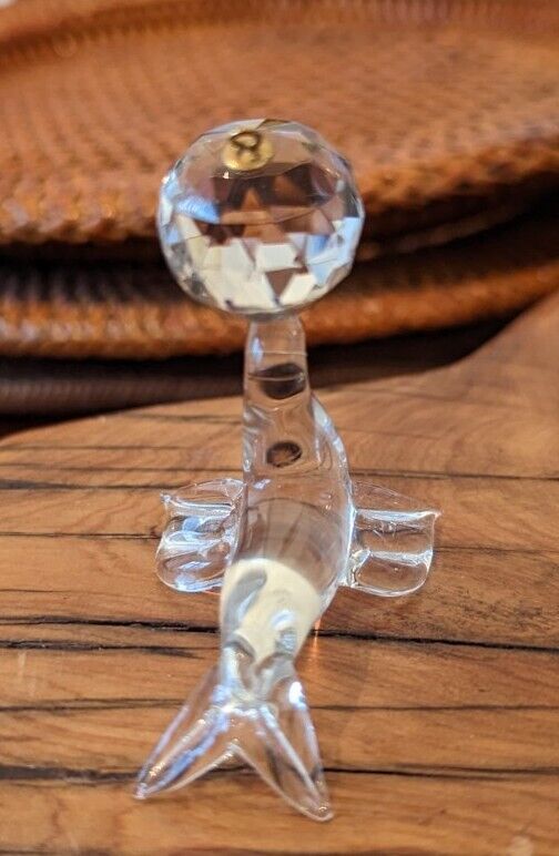 Glass Seal With Faceted Crystal Ball Ornament