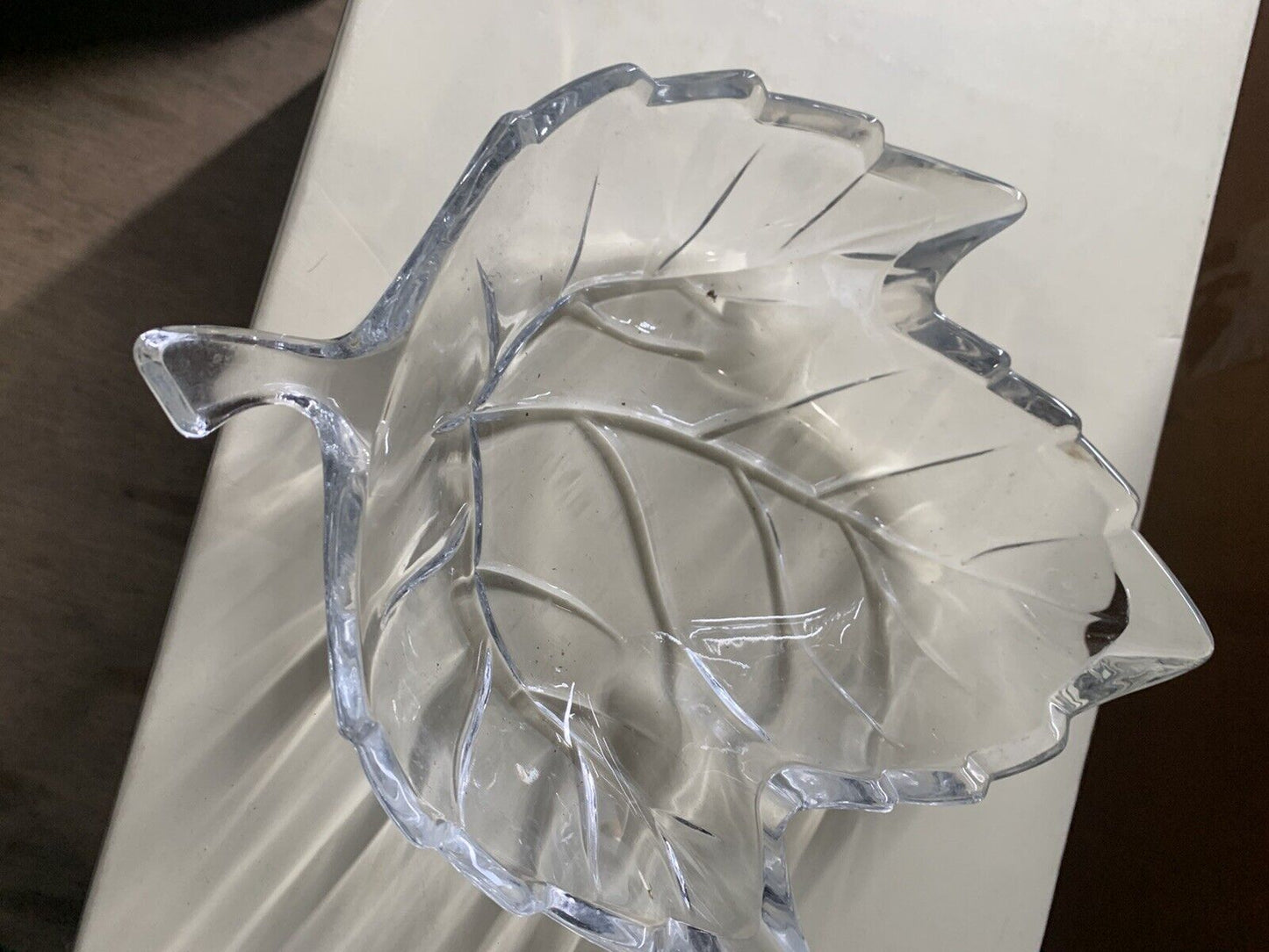 Decorative Art heavy Glass  Leaf Bowl