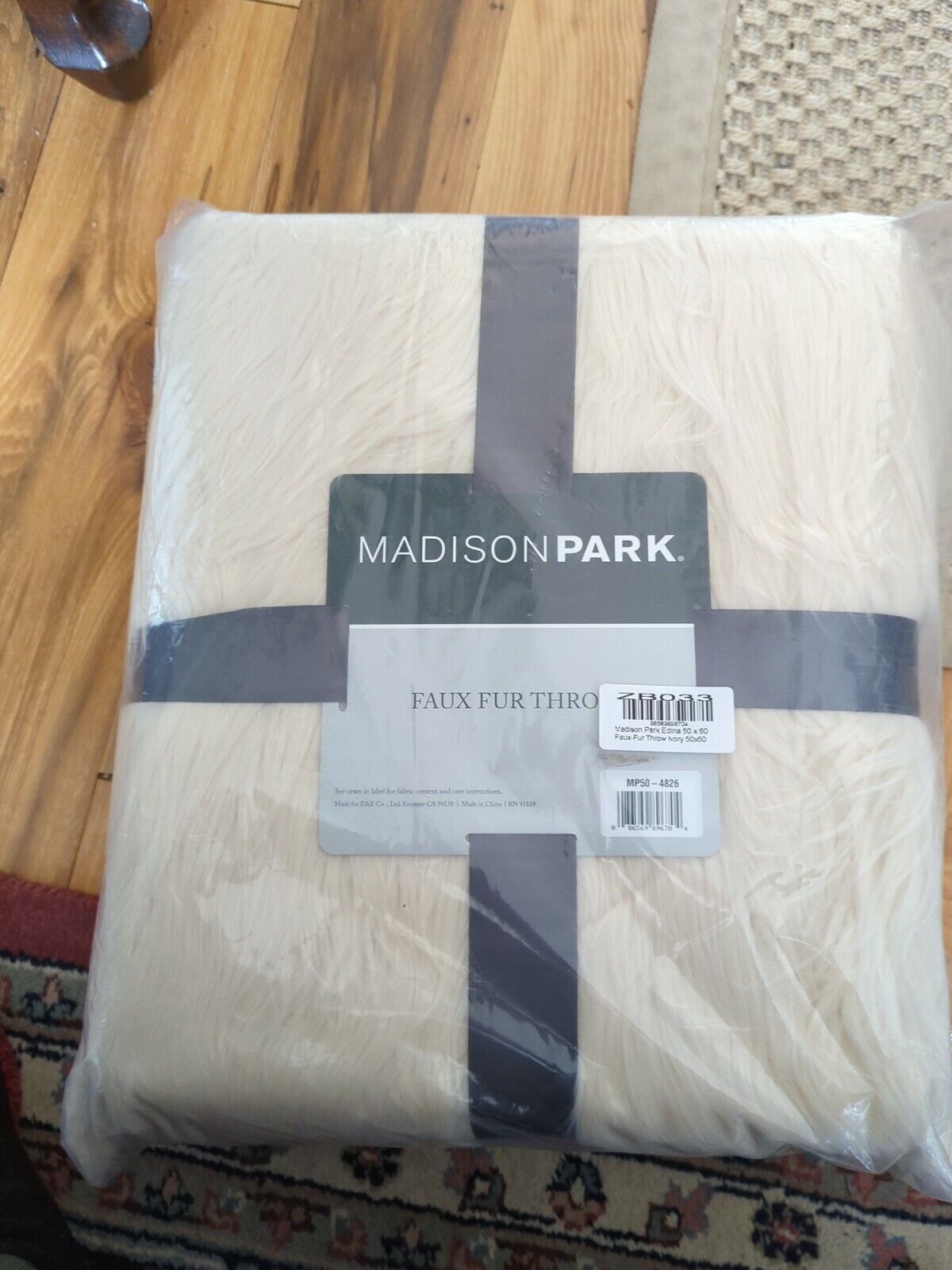 Madison Park Edina Ivory 50" x 60" Faux-Fur Throw