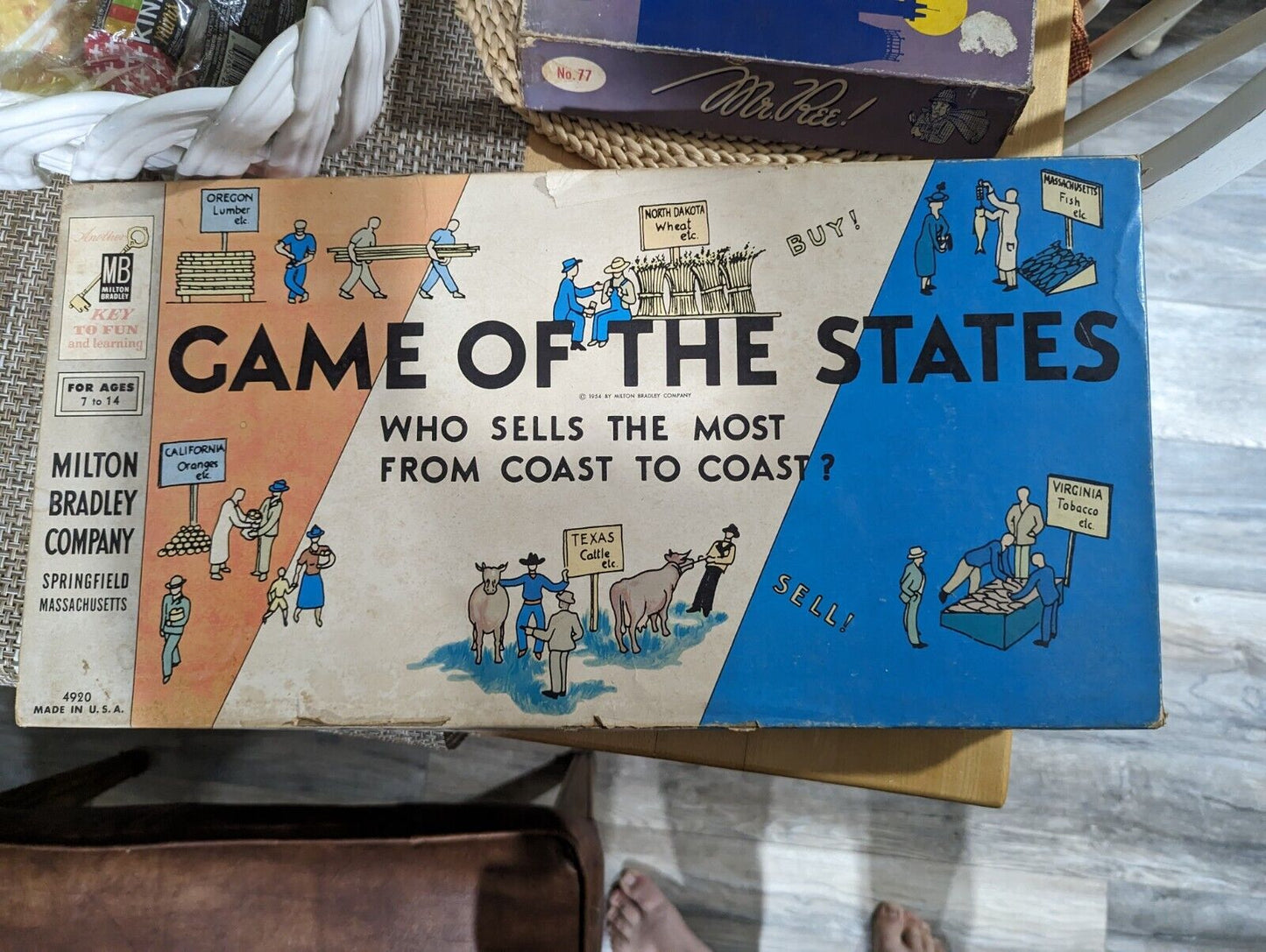 Vintage 1954 Milton Bradley Game of States Board Game COMPLETE Made In USA